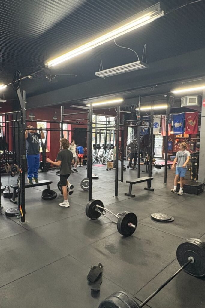 Gym workout session in progress