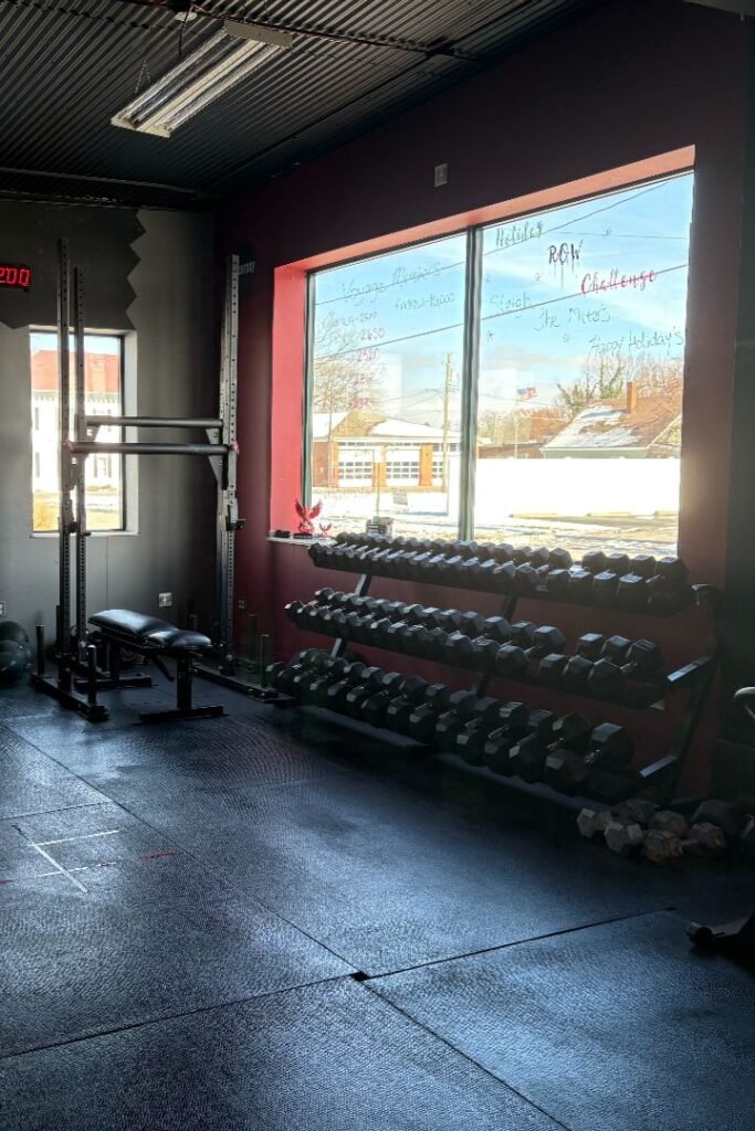Dumbbells near window view